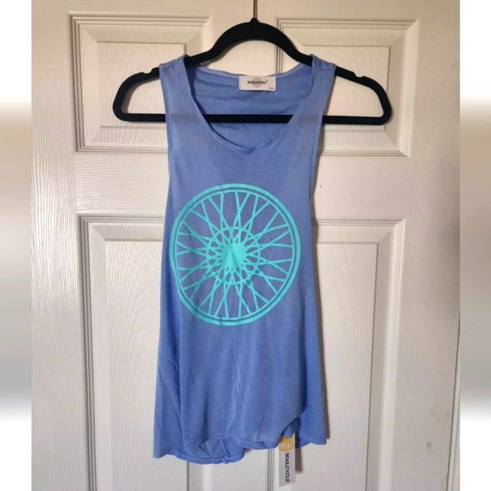 SoulCycle Light Blue Tank with Mint Graphic
